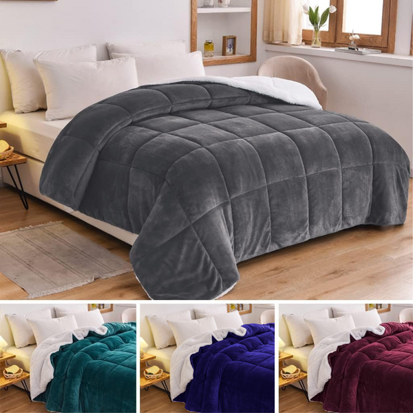 Warm Teddy Bear Sherpa Fleece Reversible Quilt