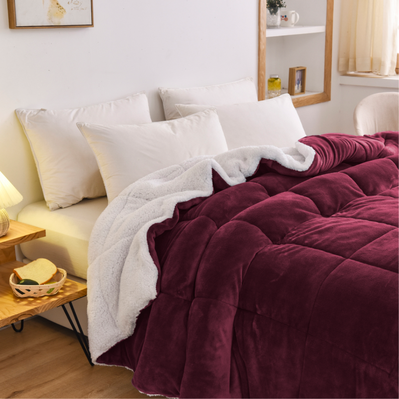 Warm Teddy Bear Sherpa Fleece Reversible Quilt