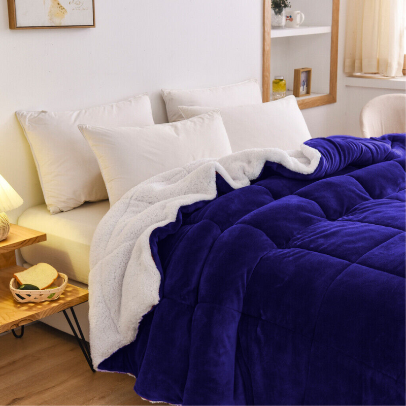 Warm Teddy Bear Sherpa Fleece Reversible Quilt