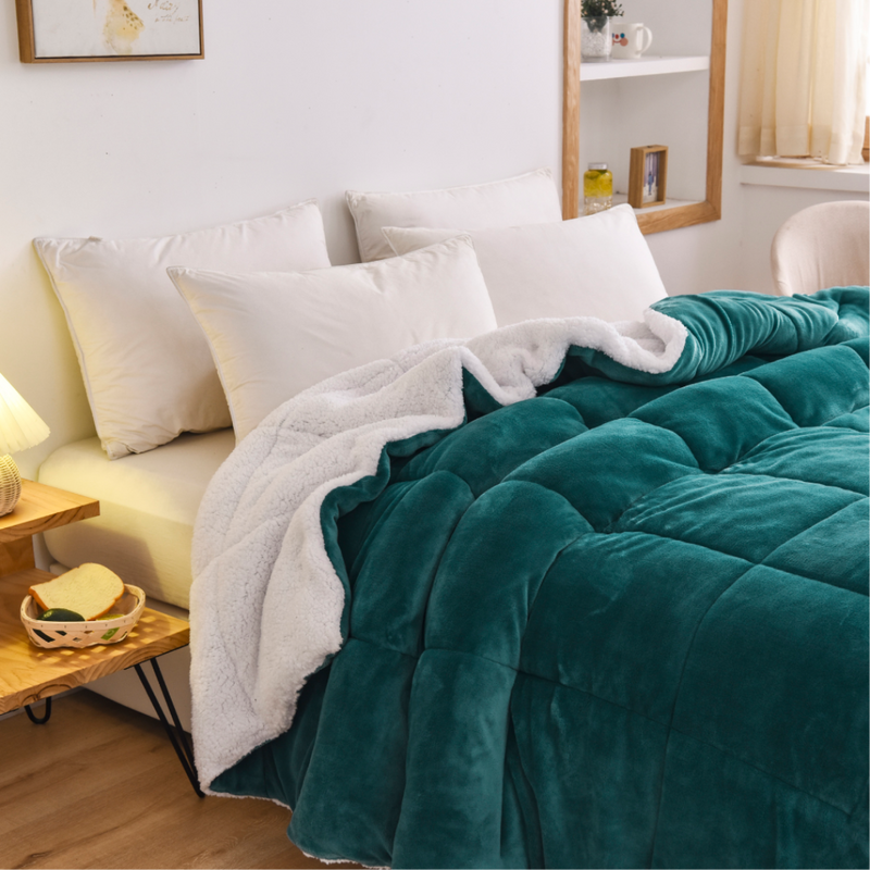 Warm Teddy Bear Sherpa Fleece Reversible Quilt