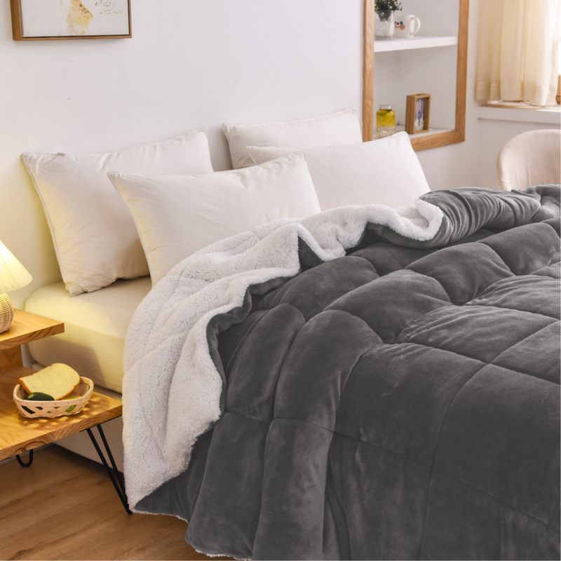 Warm Teddy Bear Sherpa Fleece Reversible Quilt